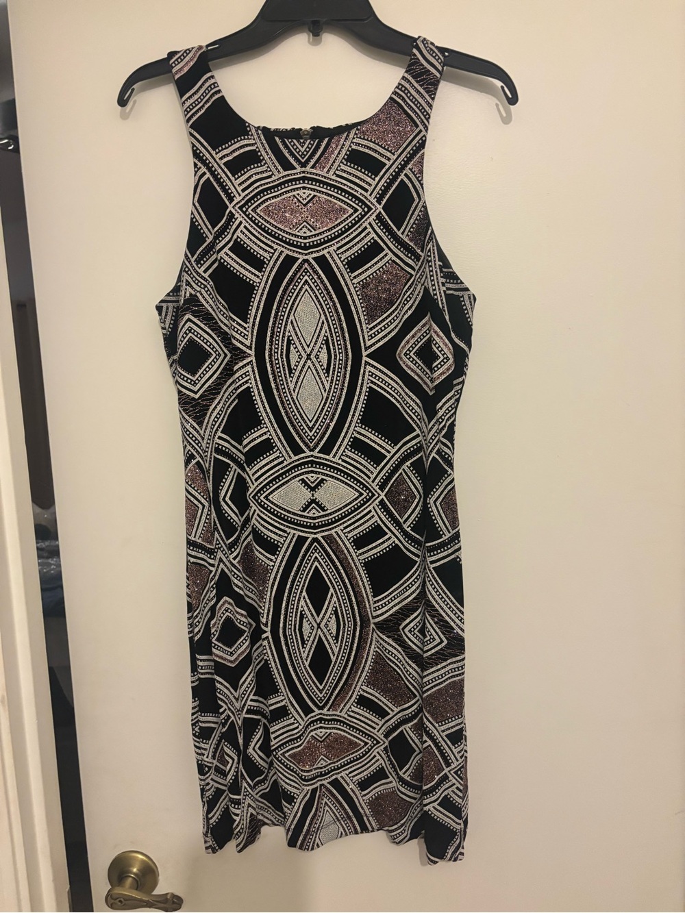 Speechless Black, White and Brown Geometric Mini Dress